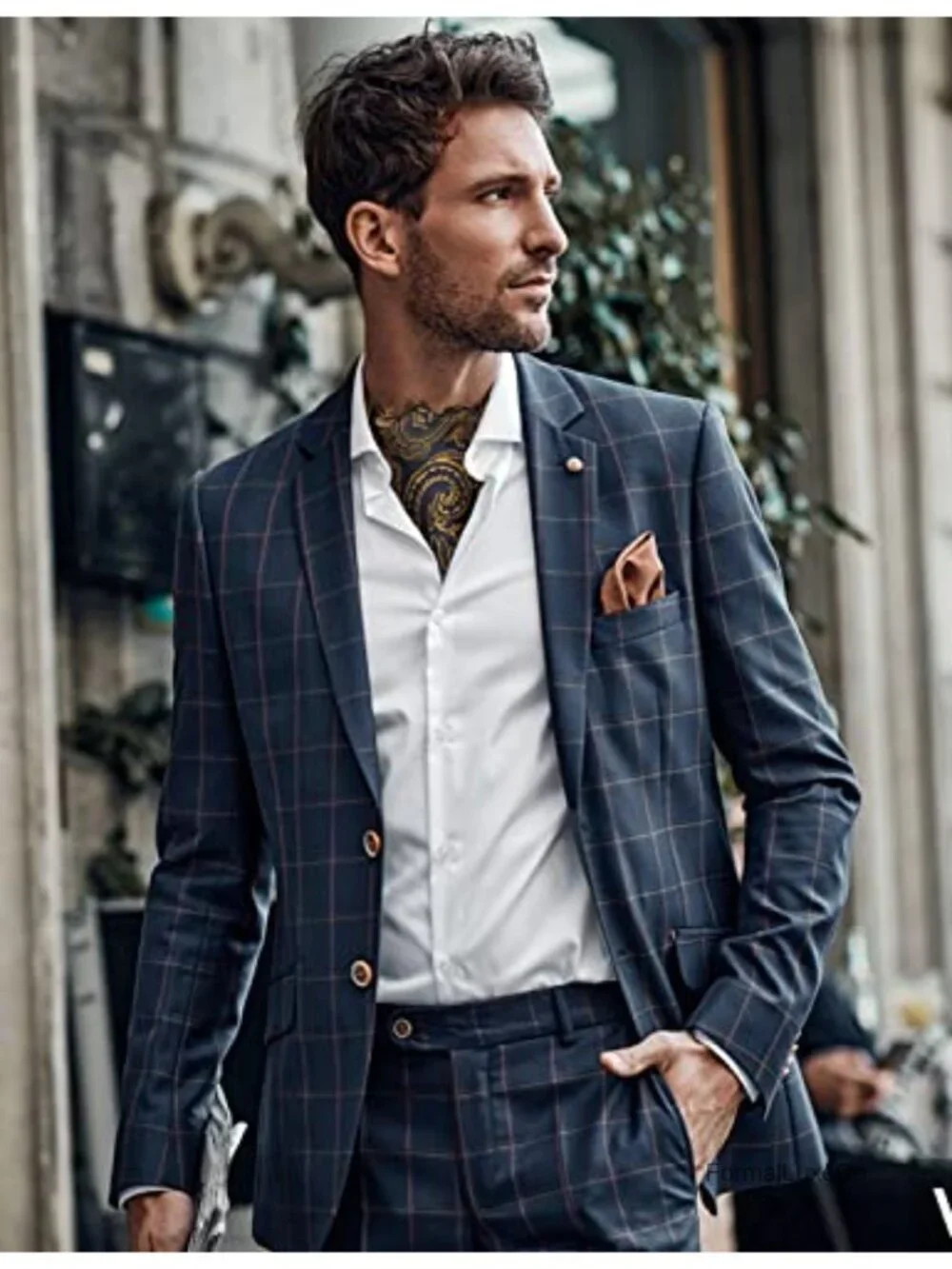 Men's Silk Jacquard Paisley Cravat Set with Pocket Square & Cufflinks, Wedding